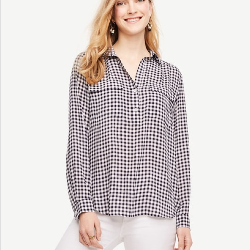Ann Taylor Gingham Camp Shirt